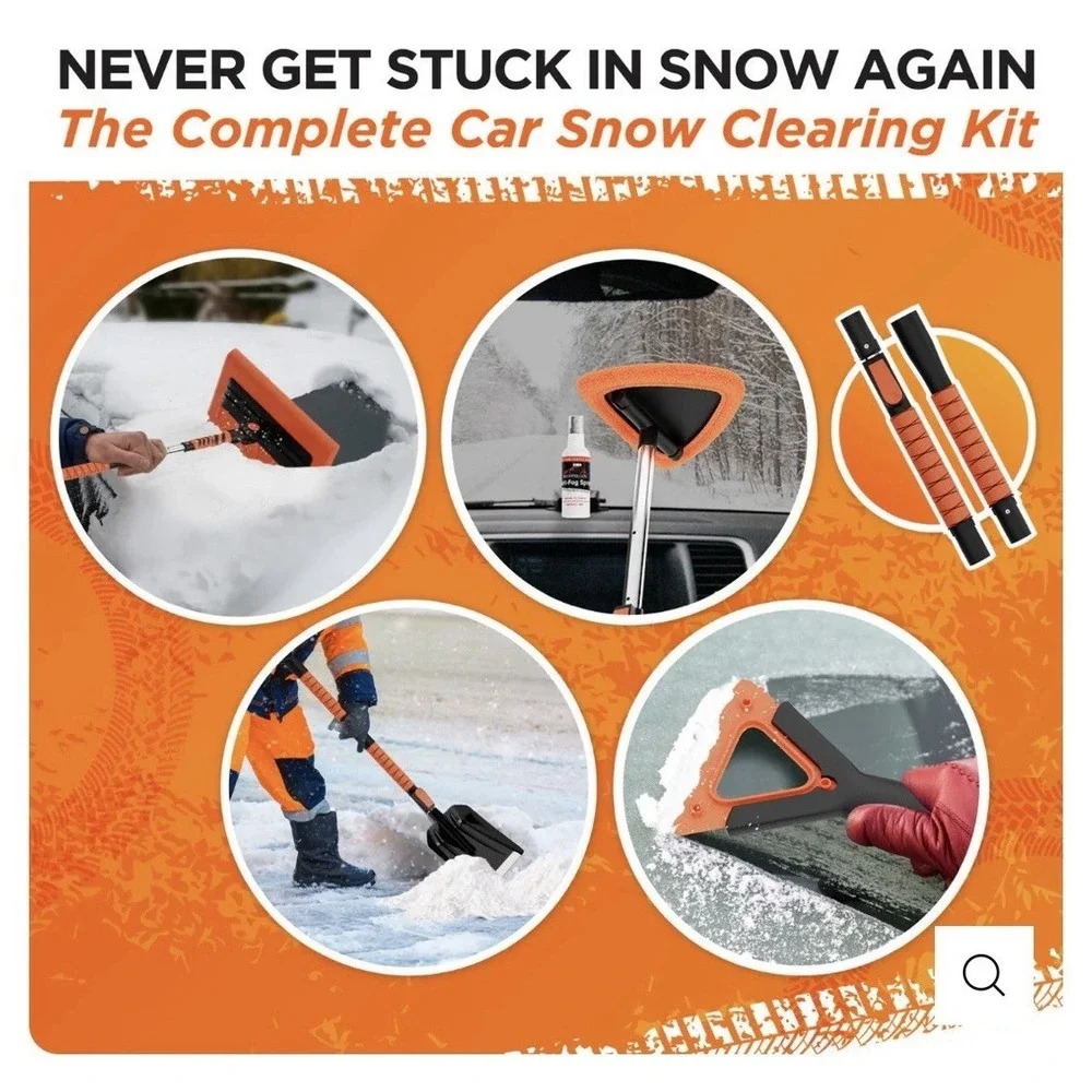 NWT RoofPax Car Snow Clearing Kit Winter Emergency Snow Shovel Brush Ice Scraper